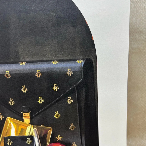 Authentic Lithograph Gallery Wall Art Gucci Black Bee Purse Flower Wallet Print - Picture 7 of 12
